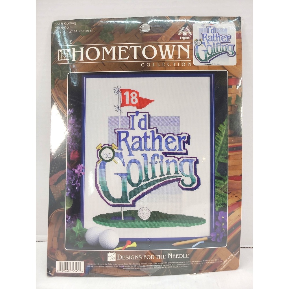 New Golf Sports Cross Stitch Kit I'd Rather Be Golfing 18 Holes 11" x 14"